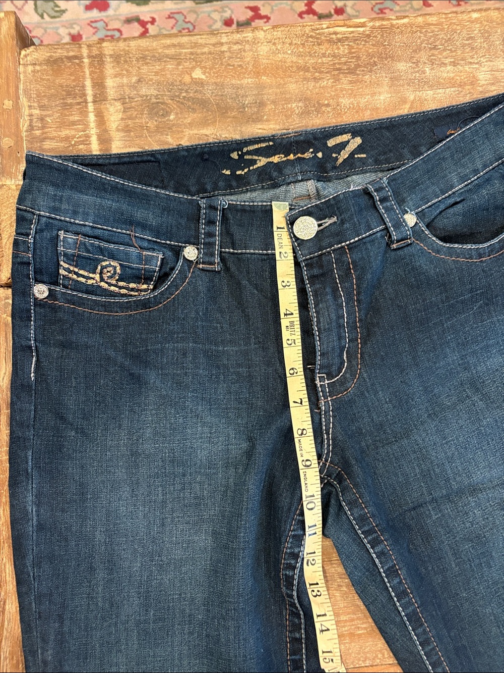Seven7 Dark Blue women’s Denim Bootcut Flared Jeans size 14 - Picture 6 of 11